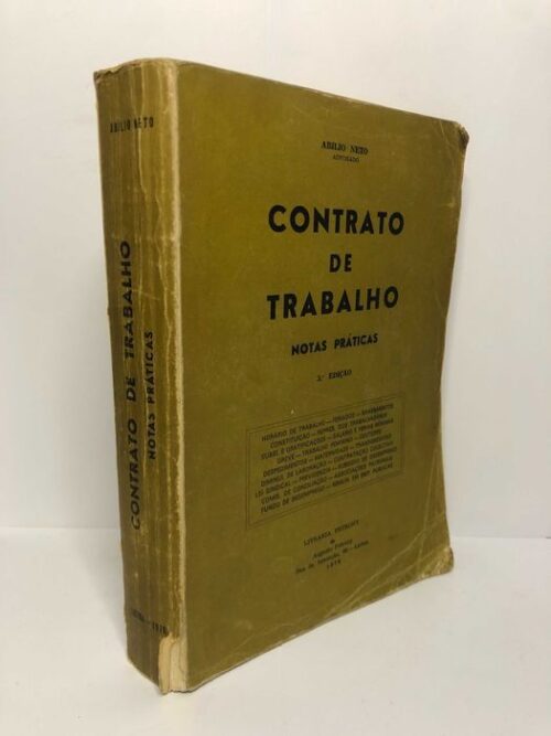 Contrato de Trabalho (Notas Práticas) 1976 - autor Abílio Neto