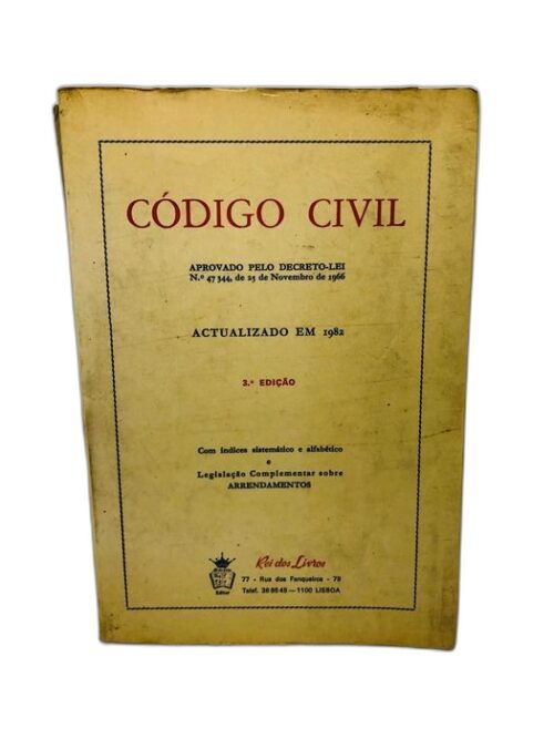 Código Civil Actualizado em 1982 3ª Edição