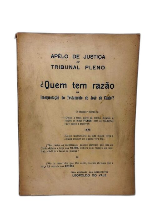Apêlo de Justiça ao Tribunal Pleno - Leopoldo do Vale
