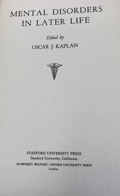 Mental Disorders in Later Life - Oscar J. Kaplan