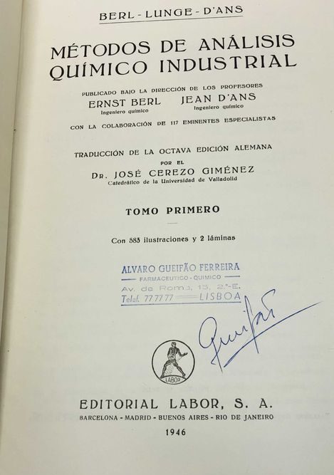 Métodos de Análisis Químico Industrial (Tomo 1, 2, 3, 4 e 5) 1946