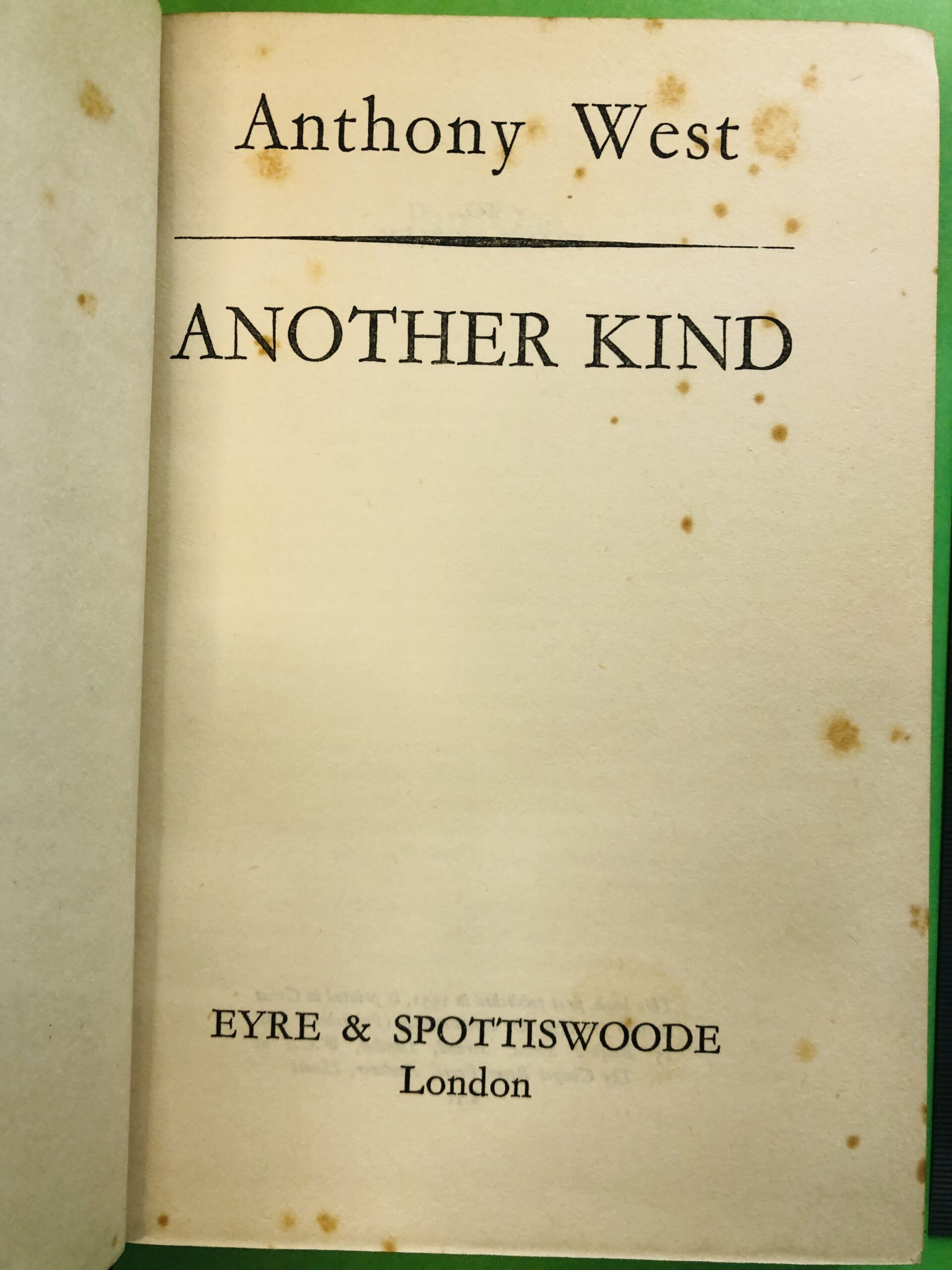 ANOTHER KIND - Anthony West