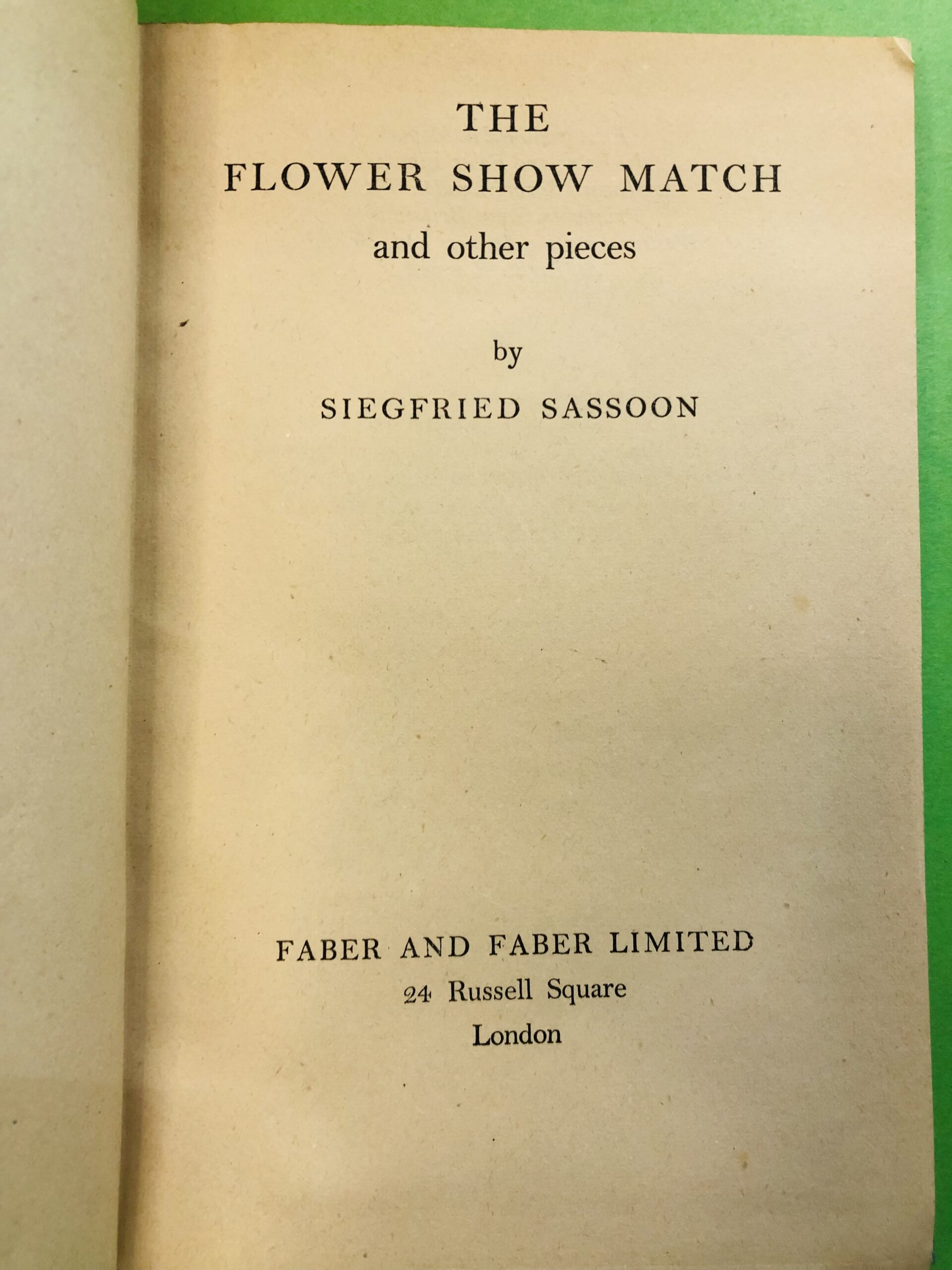 The Flower Show Match - Siegfried Sassoon