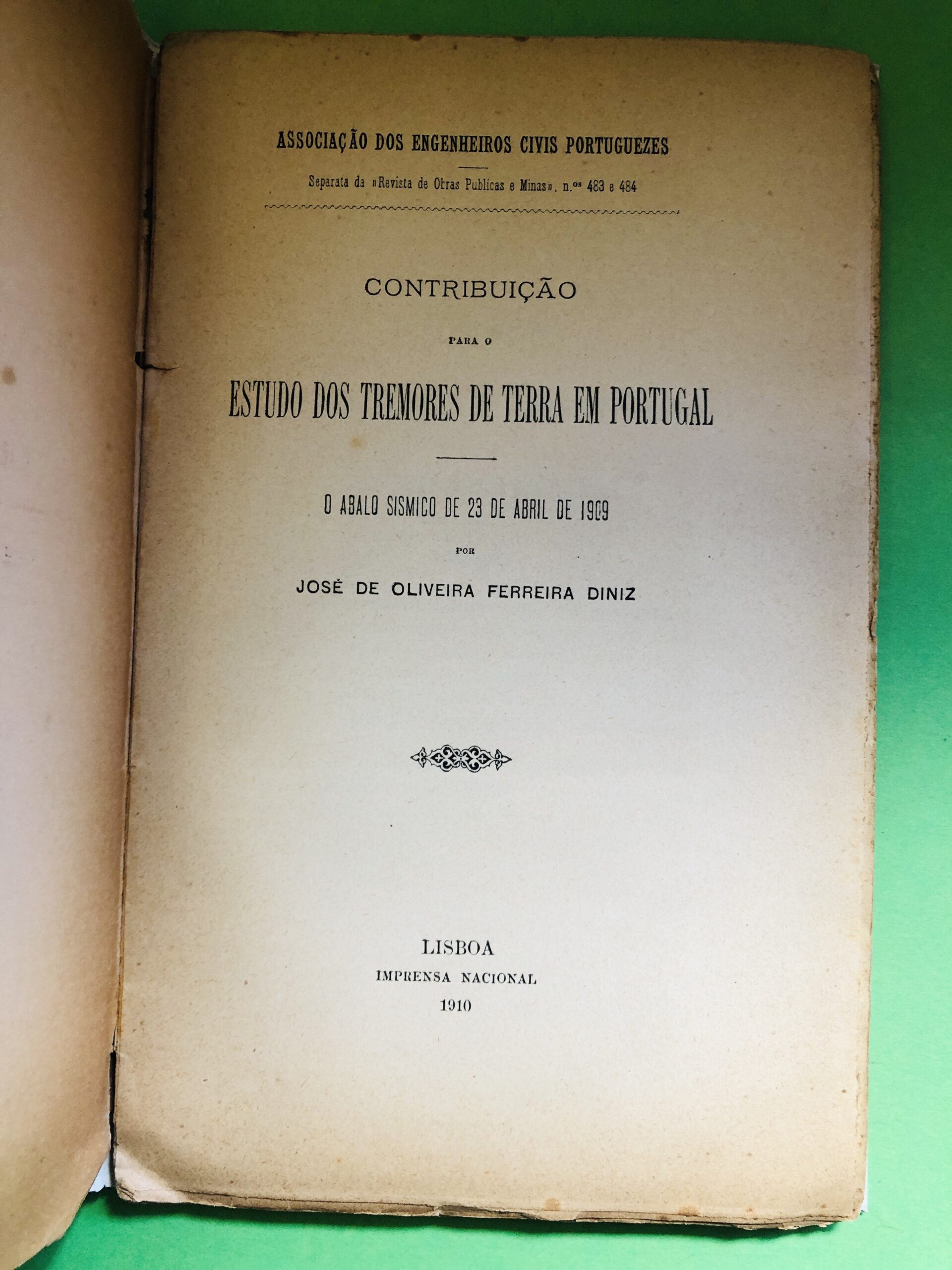Contribuição para o Estudo dos Tremores de Terra em Portugal - José de Oliveira Ferreira Diniz