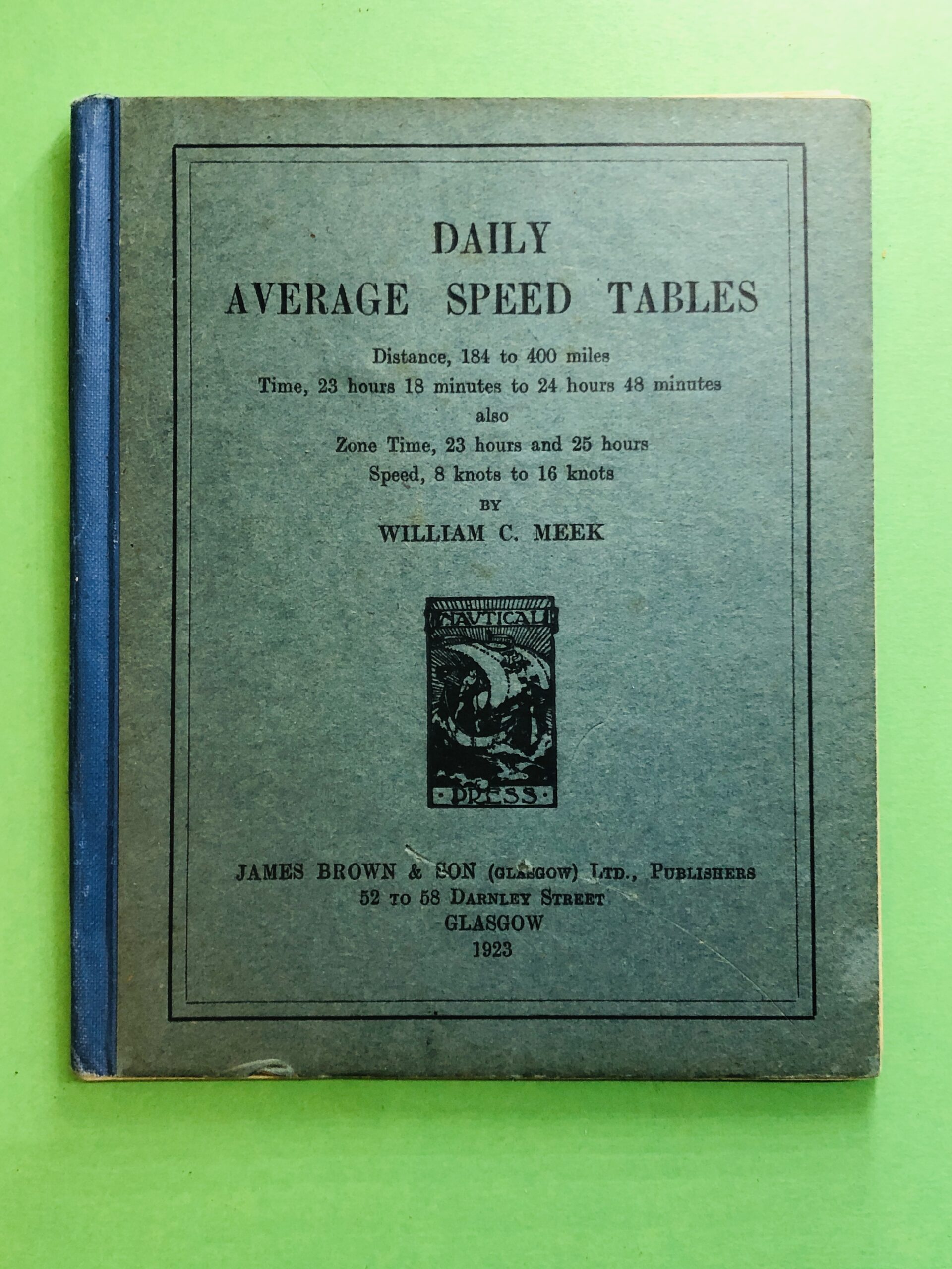 DAILY AVERAGE SPEED TABLES - WILLIAM C. MEEK
