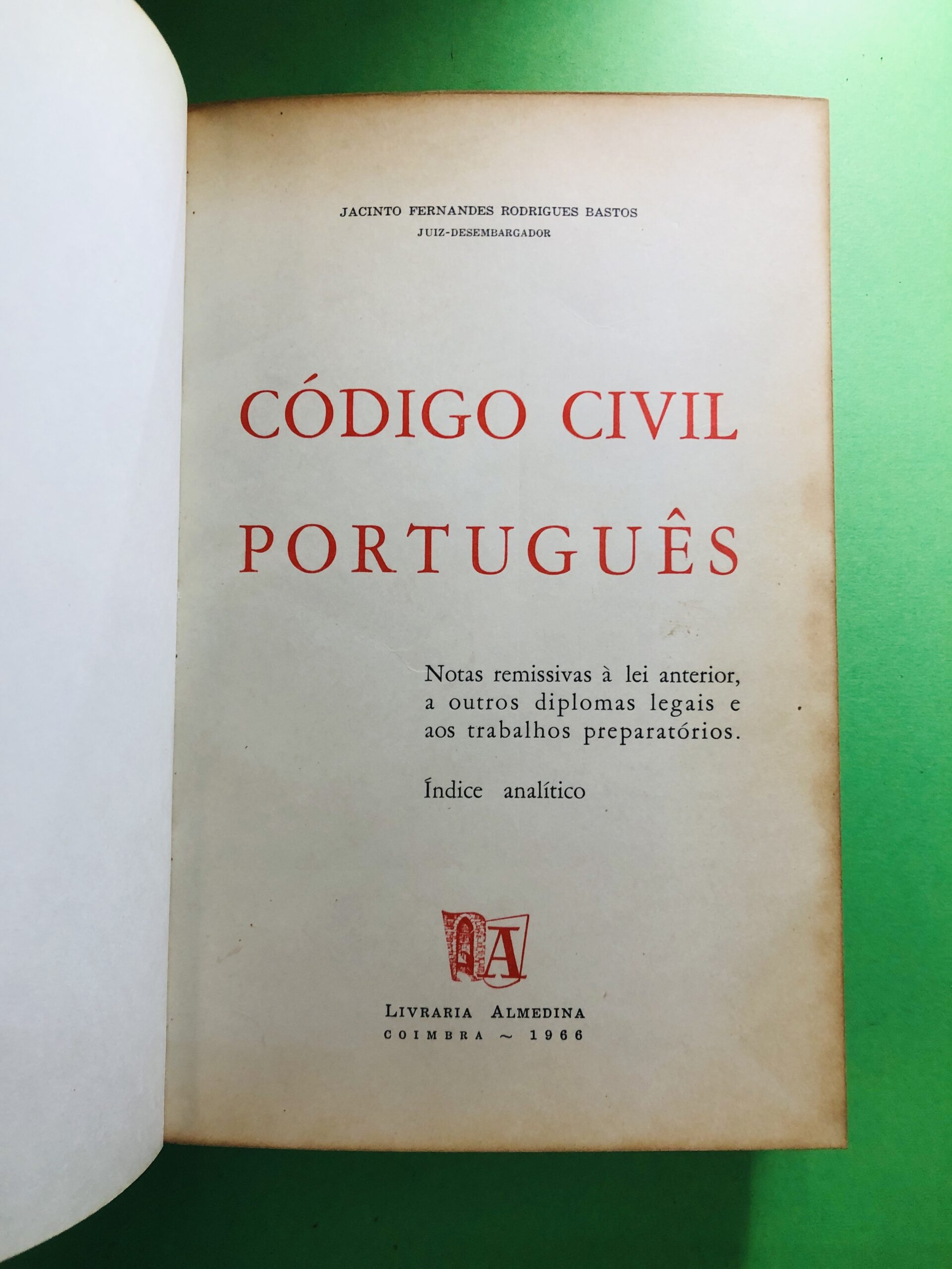 Código Civil Português - Jacinto Fernandes Rodrigues Bastos