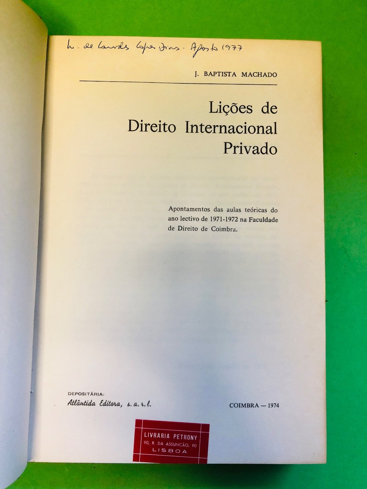 Lições de Direito Internacional Privado 1974 - J. Baptista Machado
