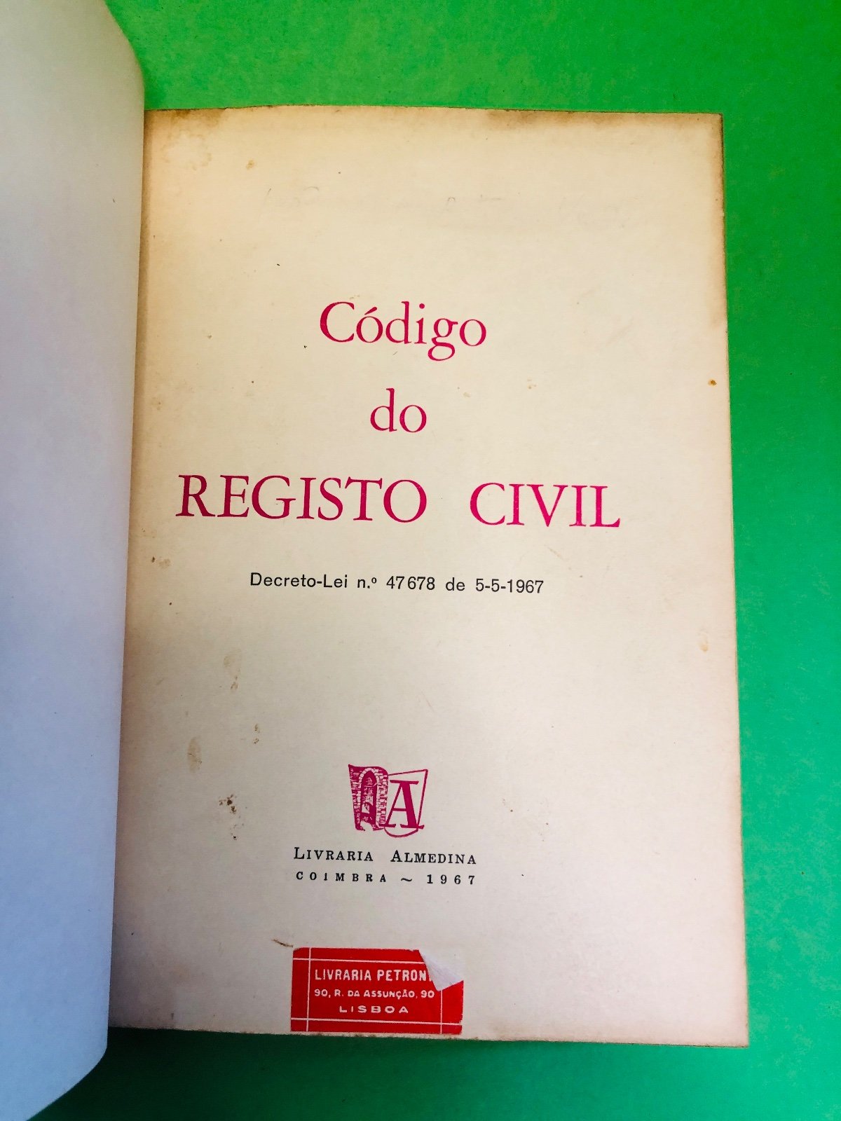 Código do REGISTO CIVIL 1967
