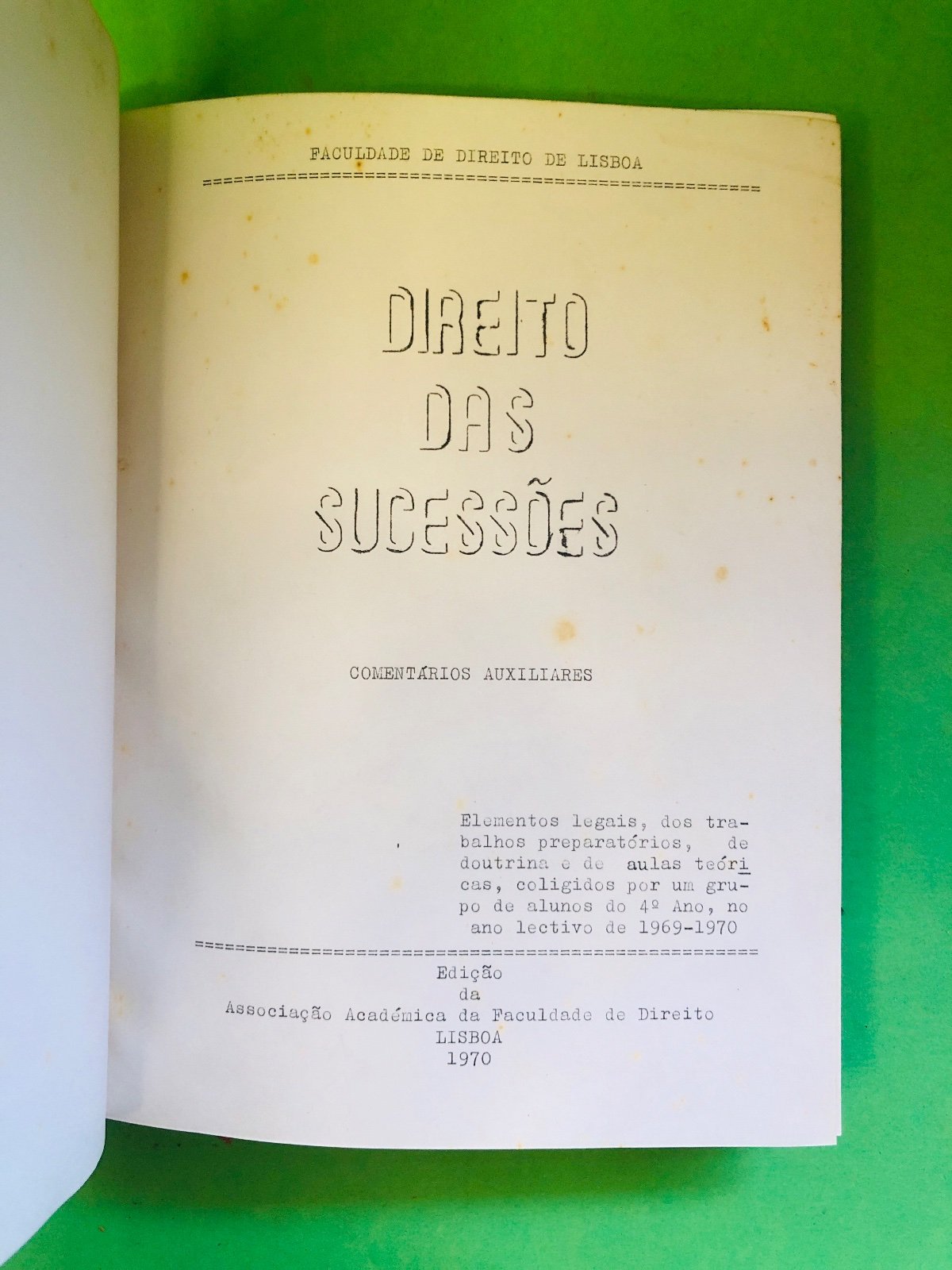 Direito das Sucessões 1970 - Comentários Auxiliares