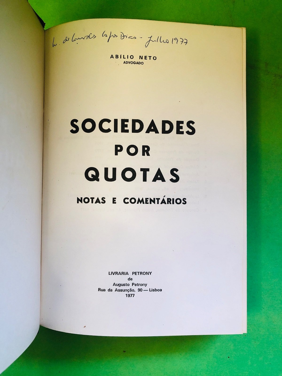 SOCIEDADES POR QUOTAS 1977 - ABÍLIO NETO