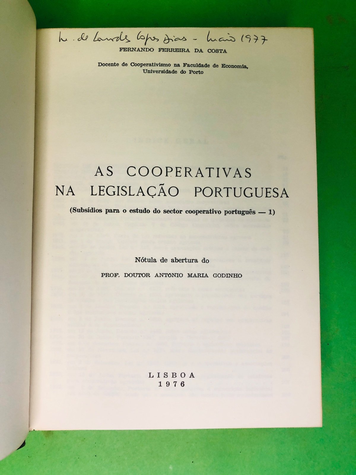 AS COOPERATIVAS NA LEGISLAÇÃO PORTUGUESA - FERNANDO PITEIRA DA COTTA