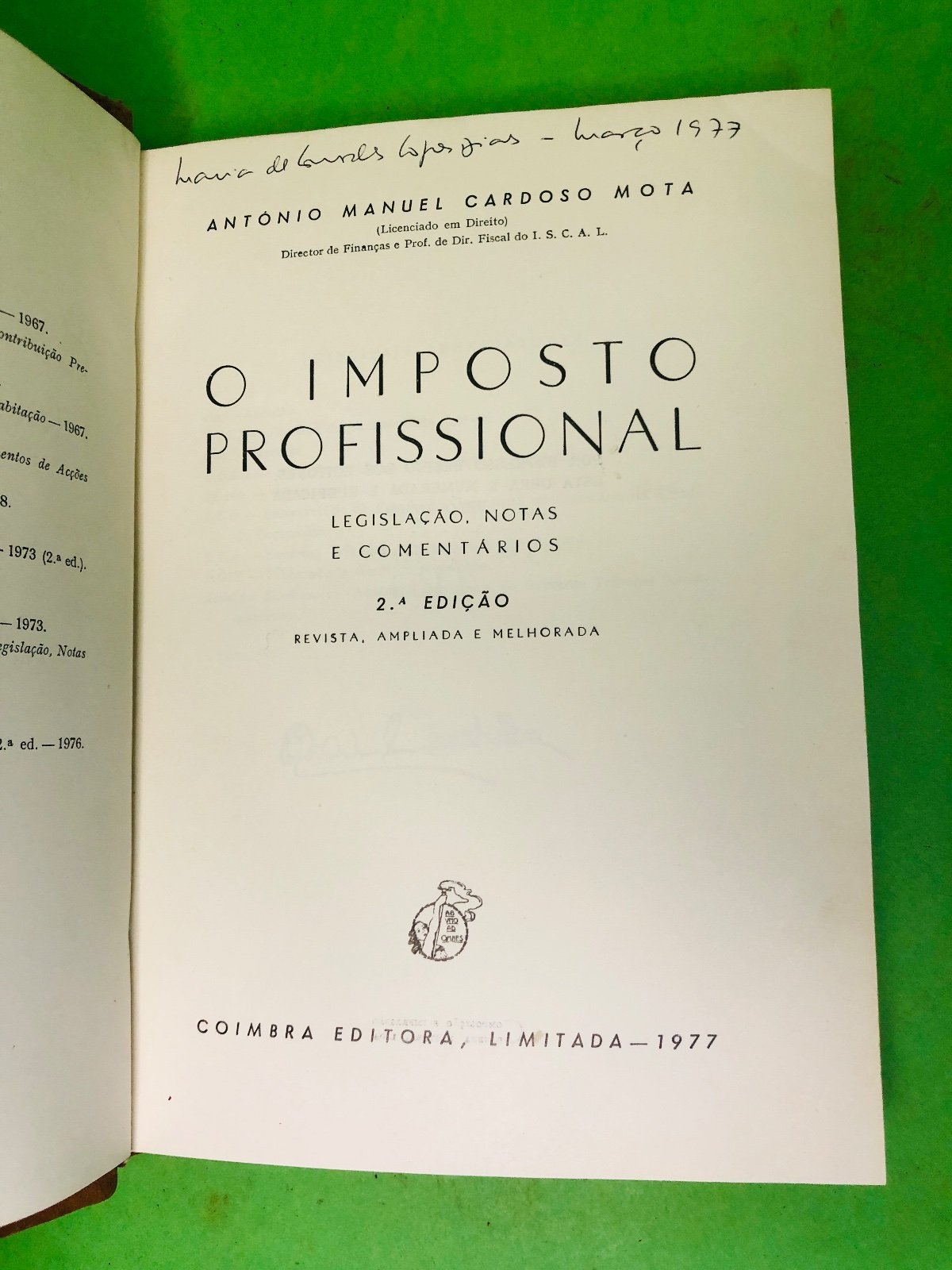 O IMPOSTO PROFISSIONAL - ANTÓNIO MANUEL CARDOSO MOTA