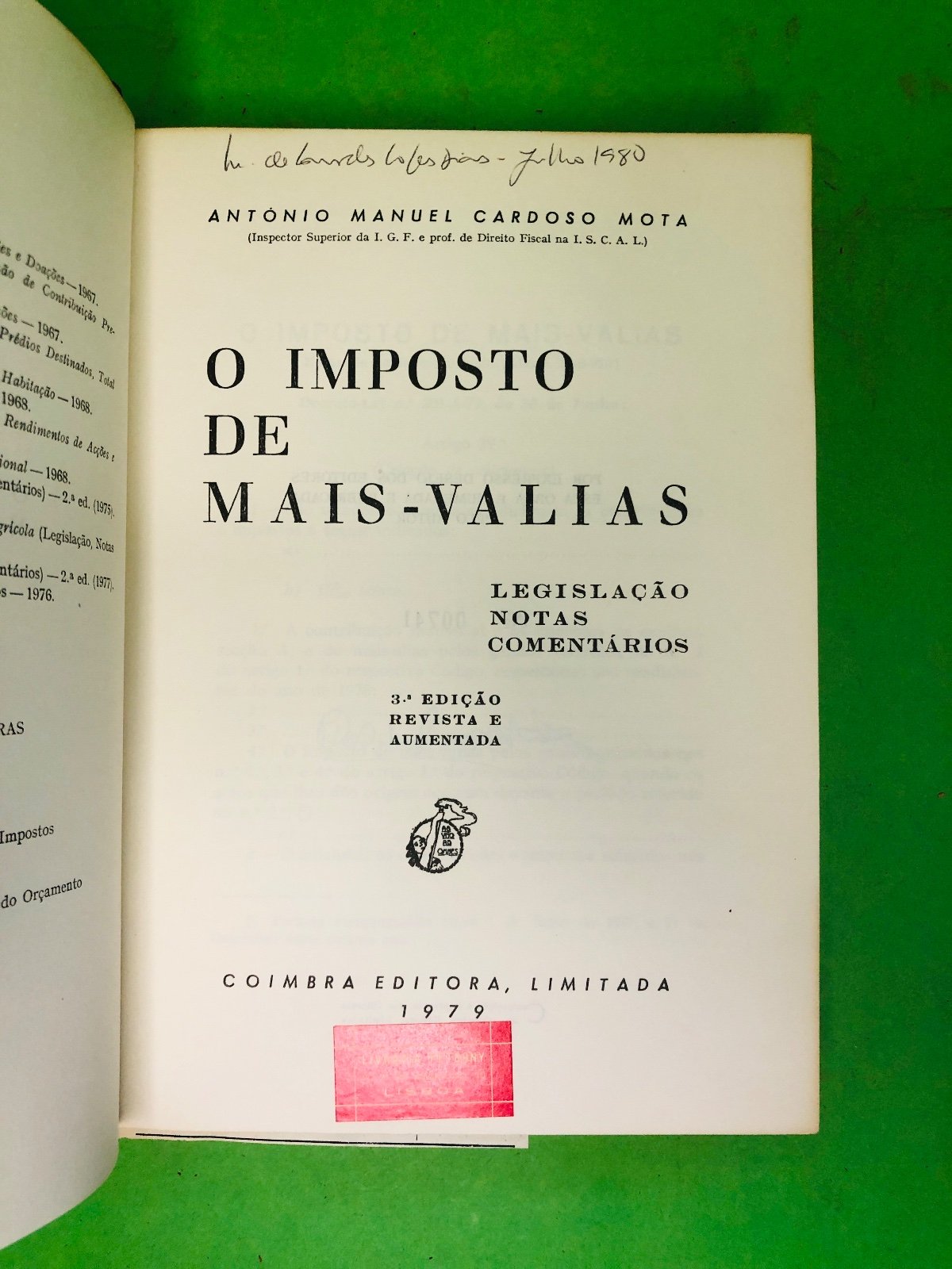 O IMPOSTO DE MAIS-VALIAS - ANTÓNIO MANUEL CARDOSO MOTA