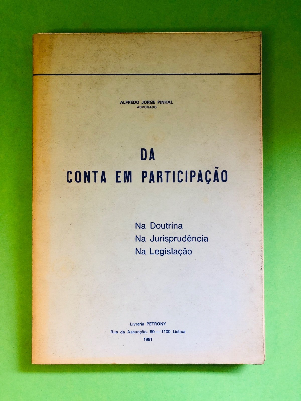 DA CONTA EM PARTICIPAÇÃO - ALFREDO JORGE PINHAL