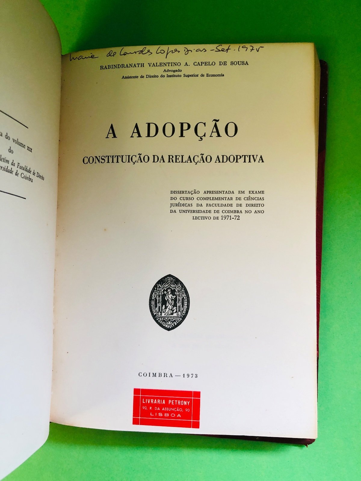 A Adoção - Bhardranatha Valentino A. Capelo de Sousa