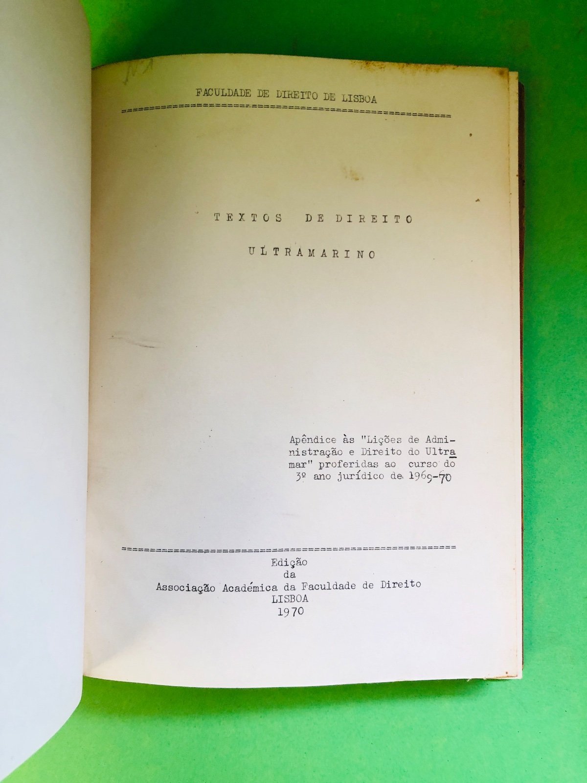 Textos de Direito Ultramarino 1969-1970