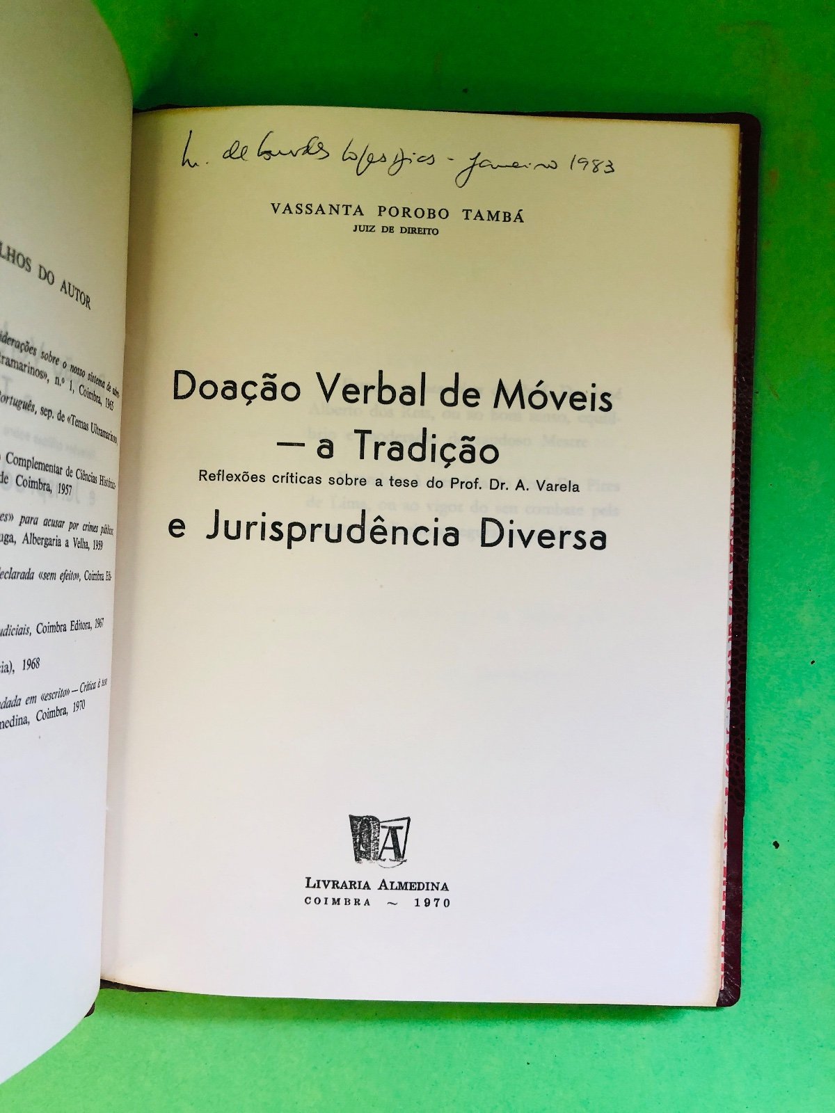 Doação Verbal de Móveis — a Tradição e Jurisprudência Diversa - Vassanta Porbo Tambá