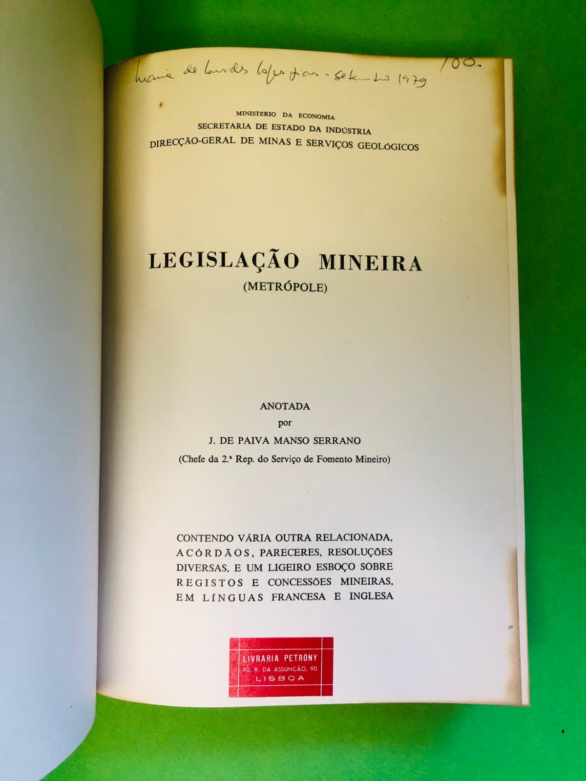 LEGISLAÇÃO MINEIRA - J. DE PAIVA MANSO SERRANO