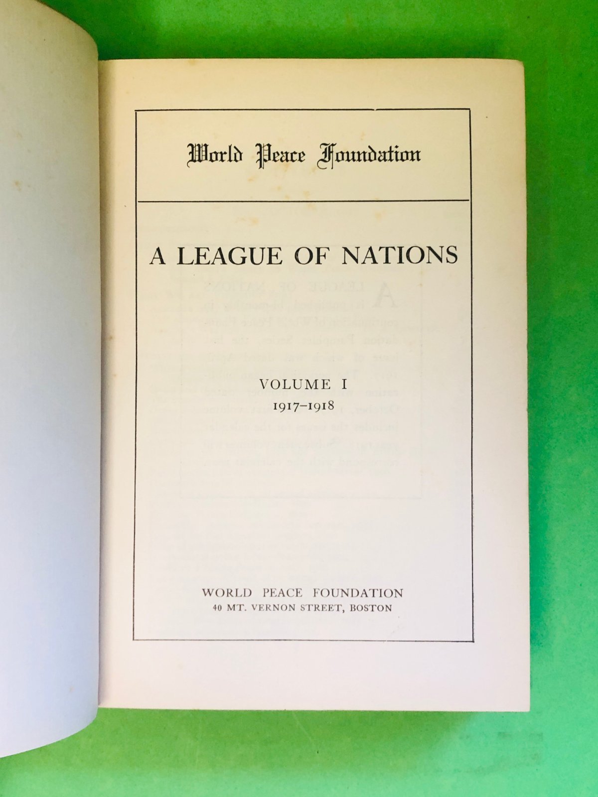 A LEAGUE OF NATIONS VOL 1