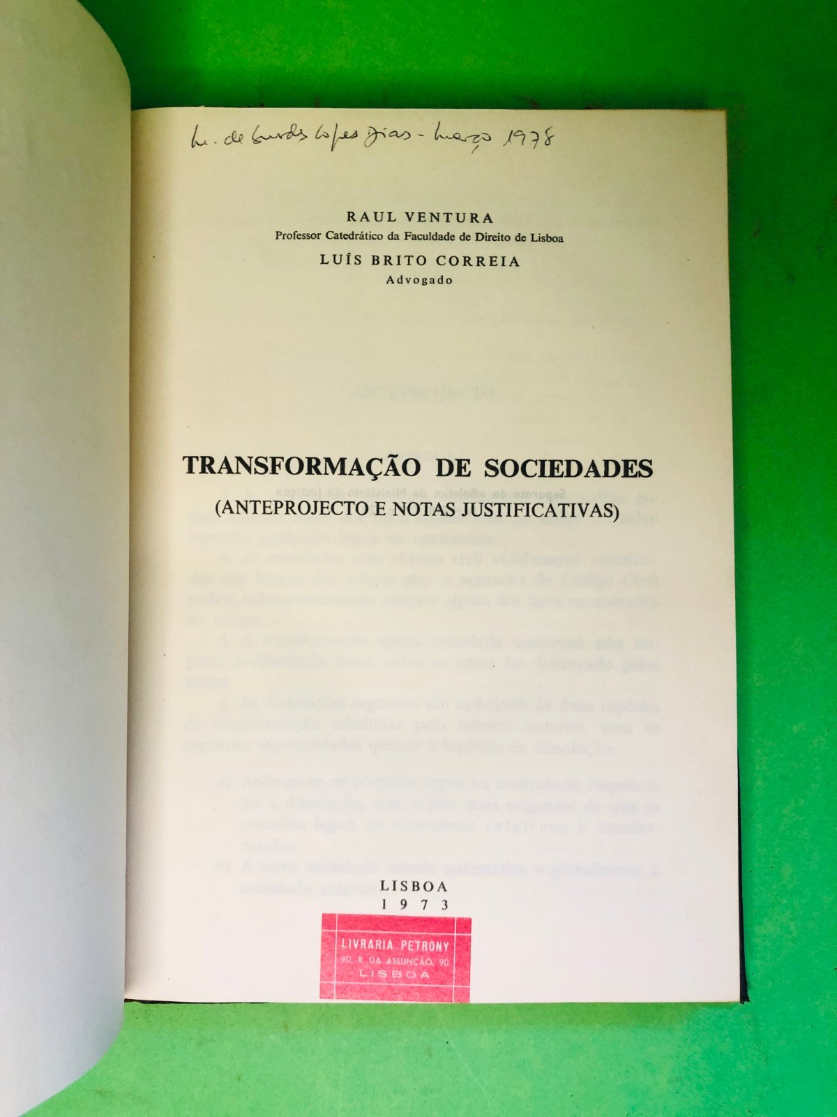 TRANSFORMAÇÃO DE SOCIEDADES - RAÚL VENTURA