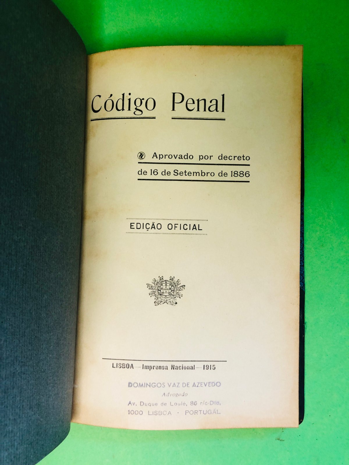 Código Penal 1915 - Domingos Vaz de Azevedo