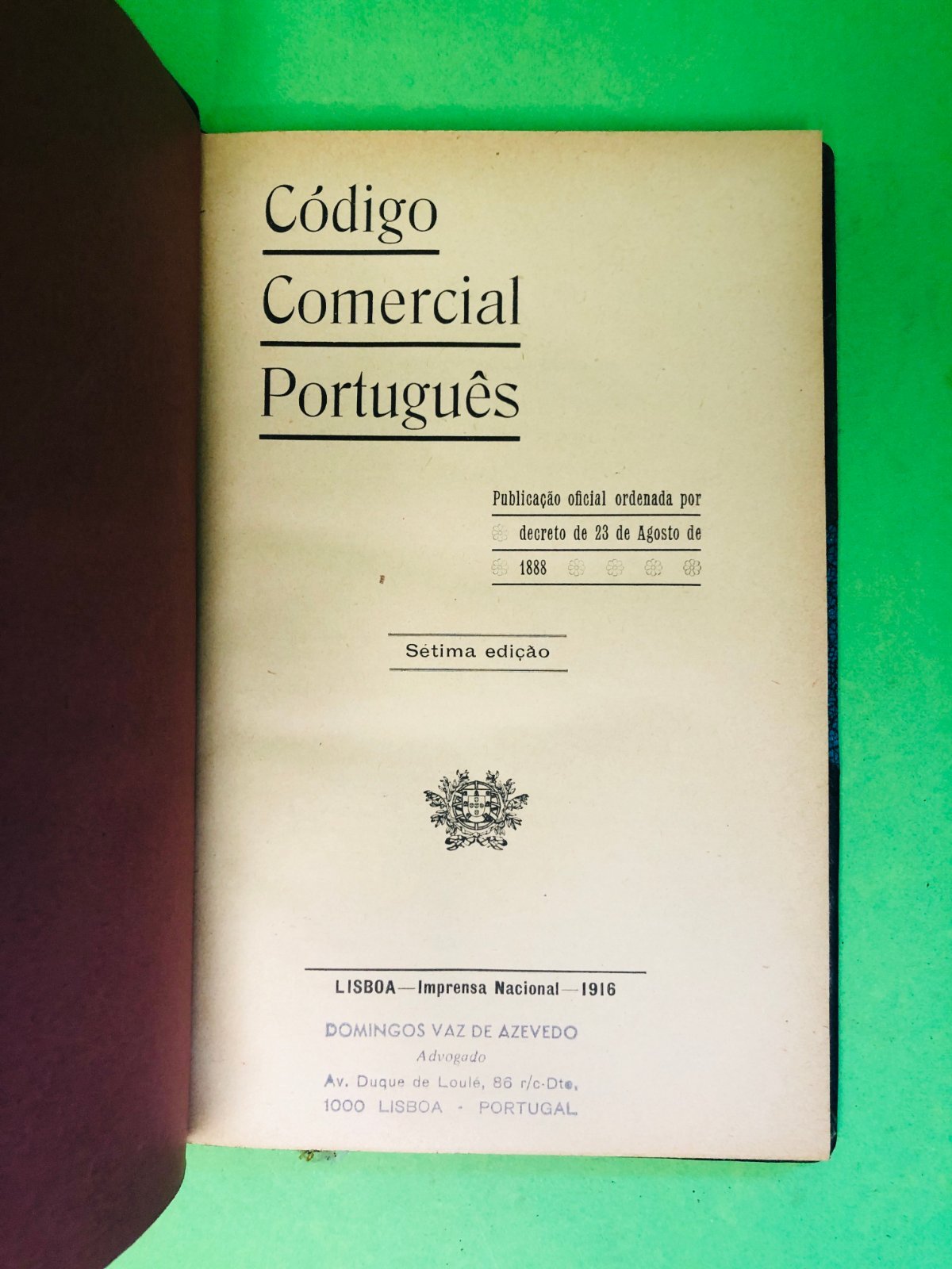 Código Comercial Português 1916 - Domingos Vaz de Azevedo