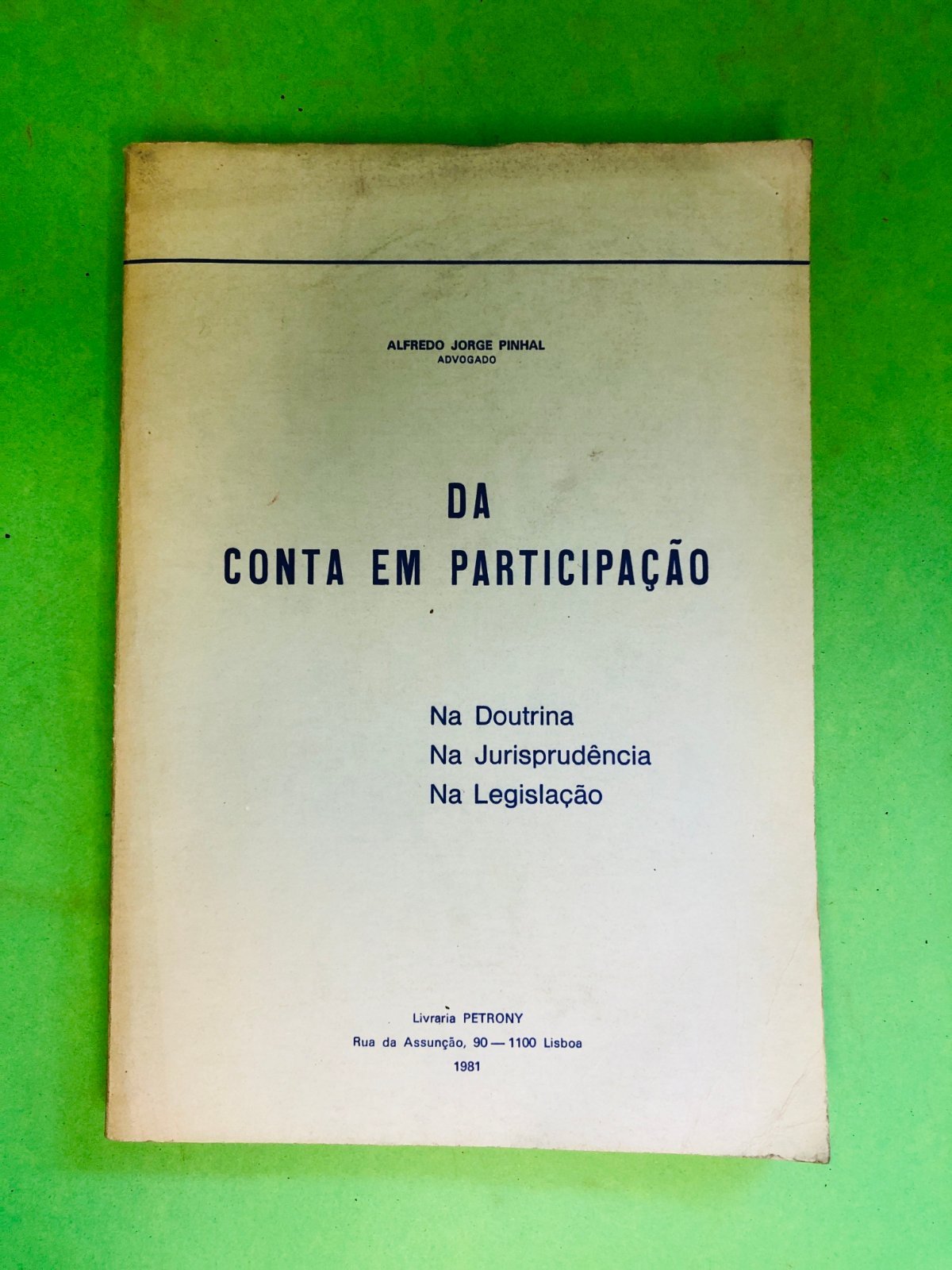 DA CONTA EM PARTICIPAÇÃO - ALFREDO JORGE PINHAL